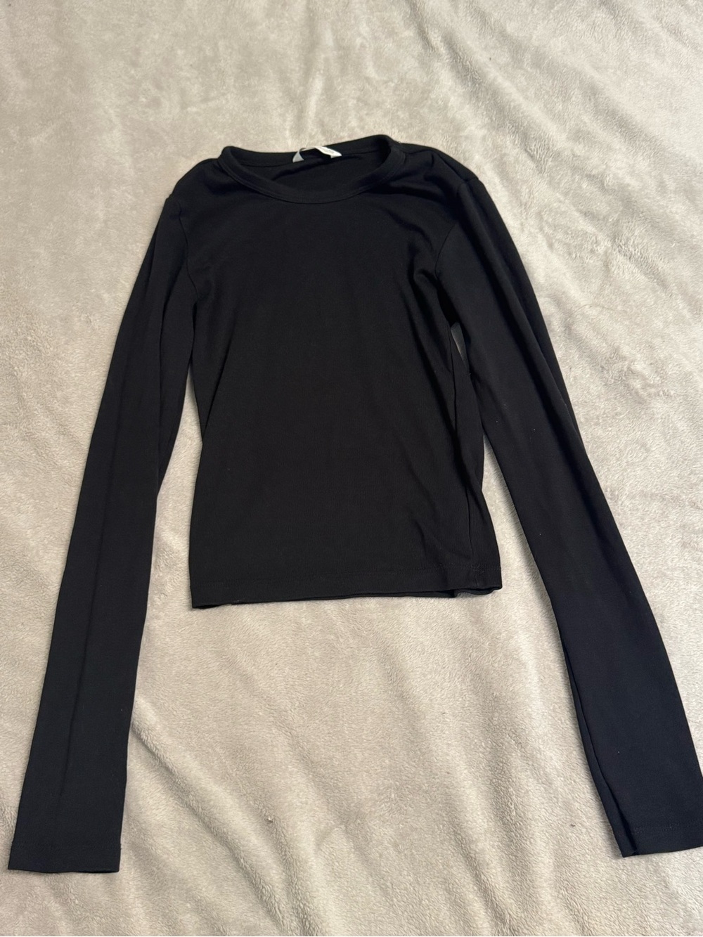 Zara Black Long-Sleeve Crewneck Top